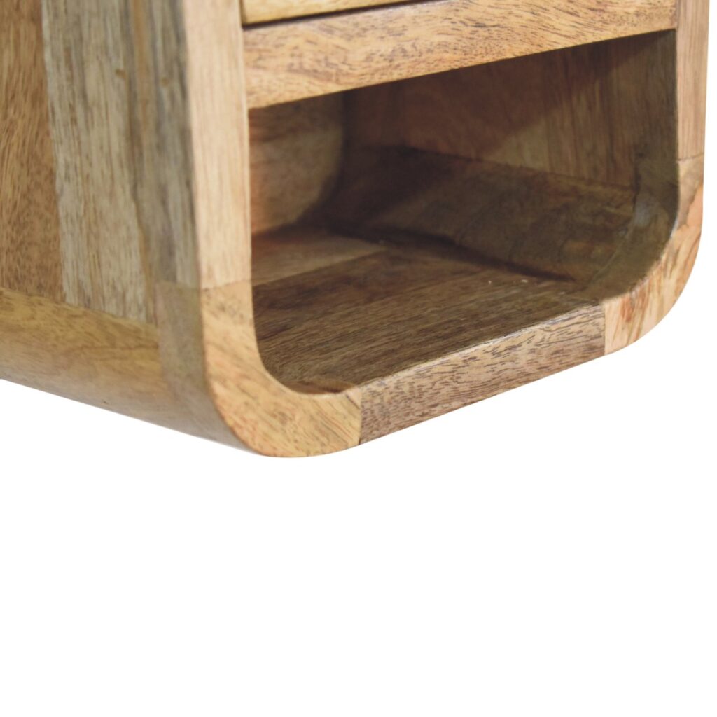 Extra Mini Curved Oak-ish Bedside with Open Slot - Image 8