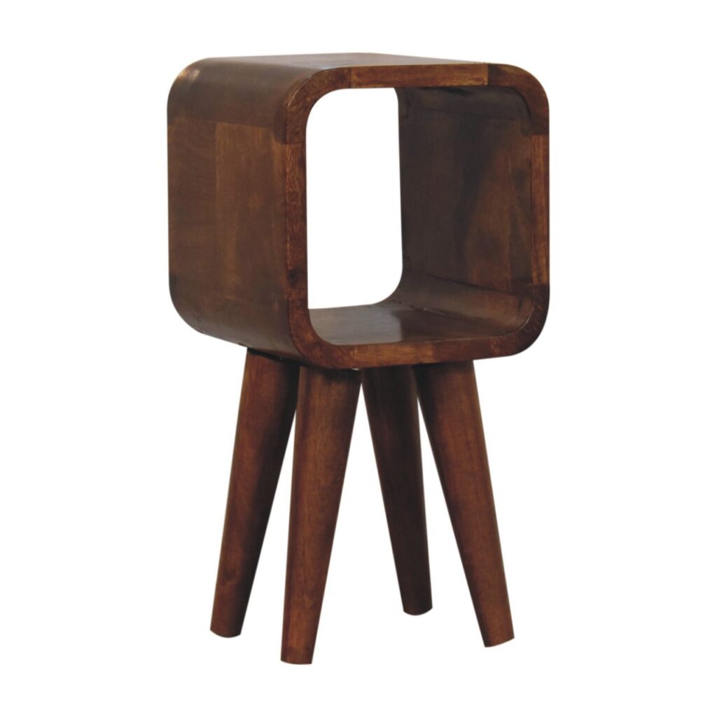 Extra Mini Minimalist Open Curved Chestnut Bedside - Image 4