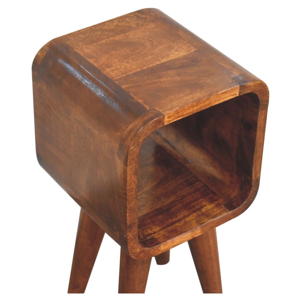 Extra Mini Minimalist Open Curved Chestnut Bedside - Image 6