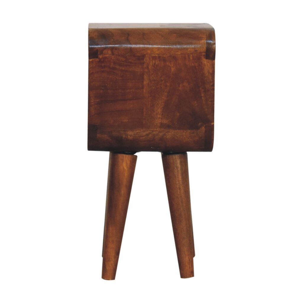 Extra Mini Minimalist Open Curved Chestnut Bedside - Image 9