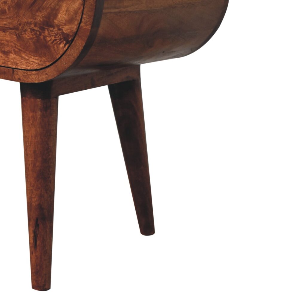 Honey Caramel Circular Bedside with Open Slot - Image 7