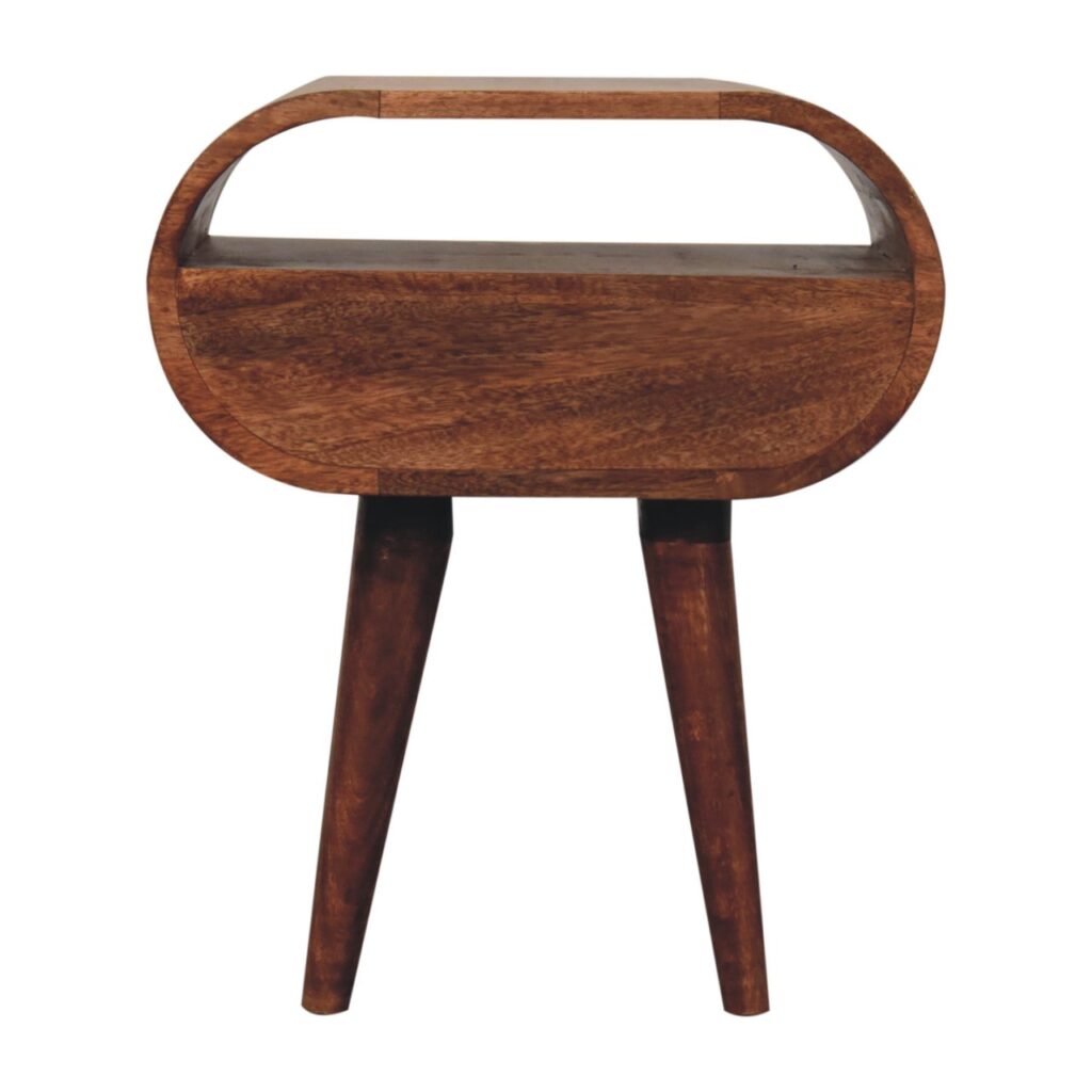 Honey Caramel Circular Bedside with Open Slot - Image 9