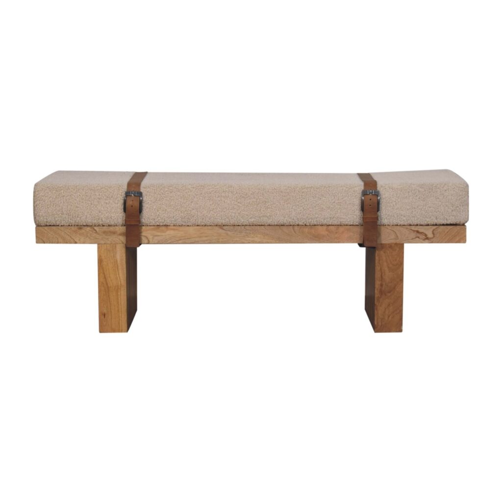 Belmont Cream Boucle Bench - Image 2