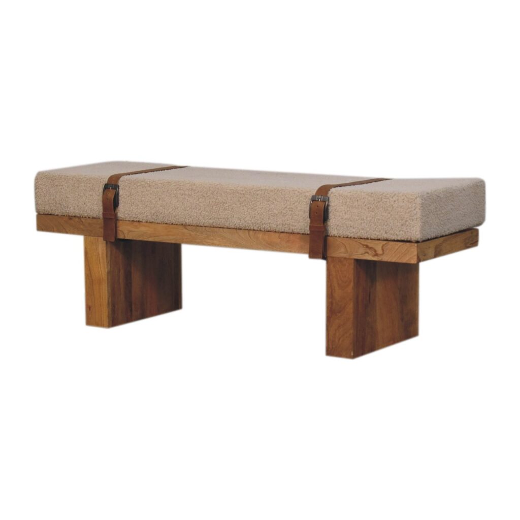 Belmont Cream Boucle Bench - Image 3