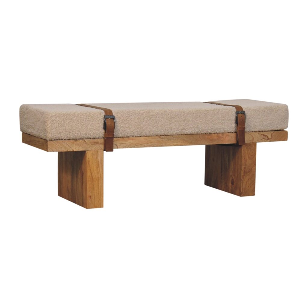 Belmont Cream Boucle Bench - Image 4