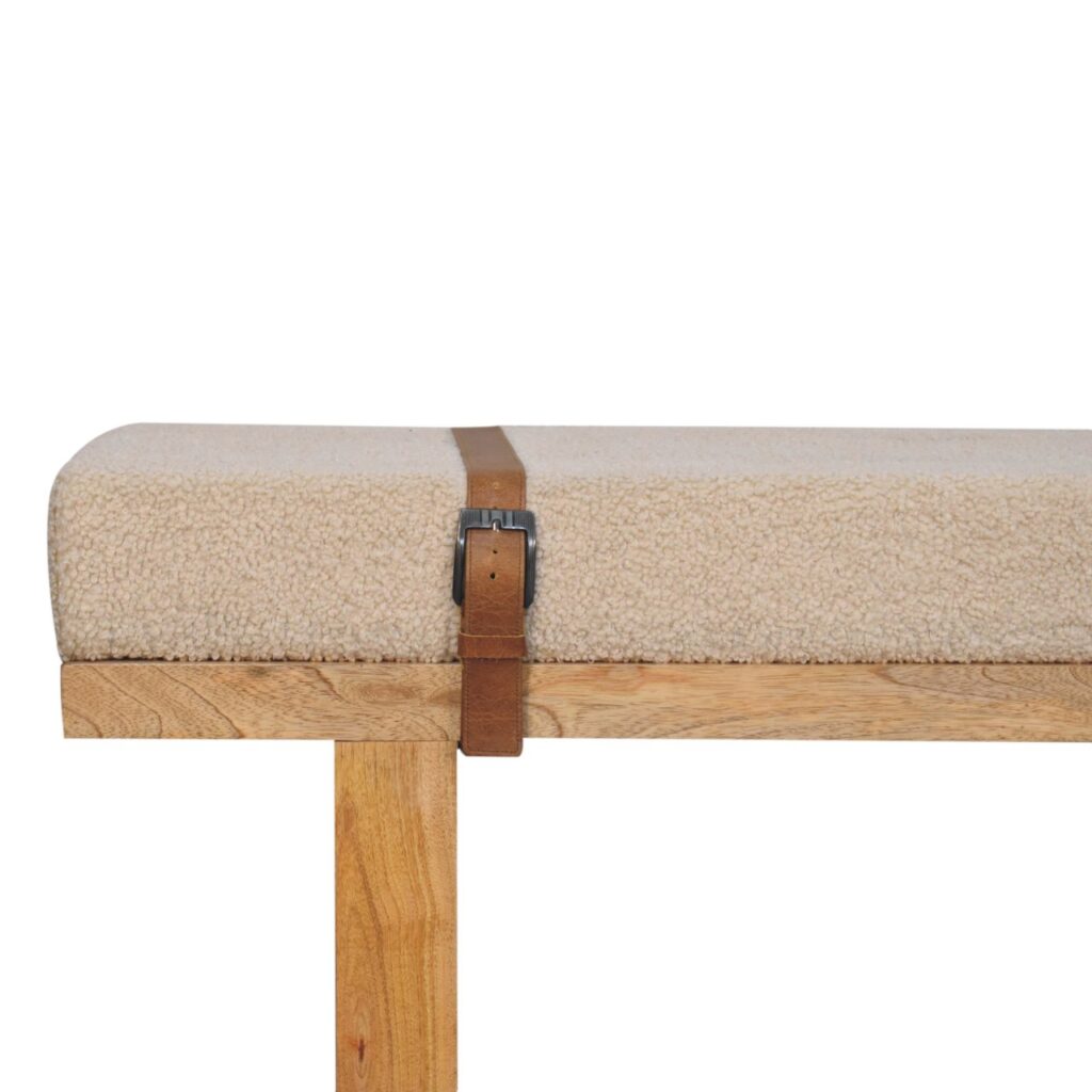 Belmont Cream Boucle Bench - Image 5