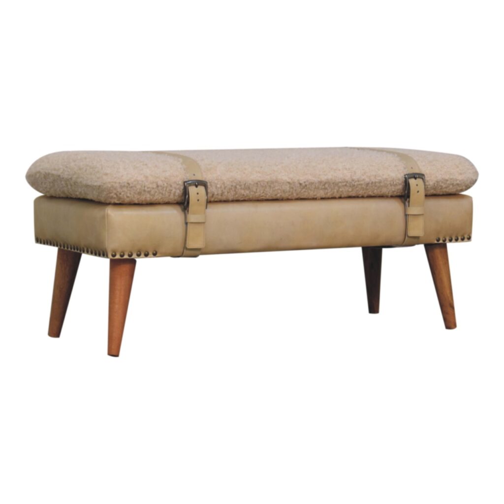 Boucle x Beige Leather Bench - Image 3