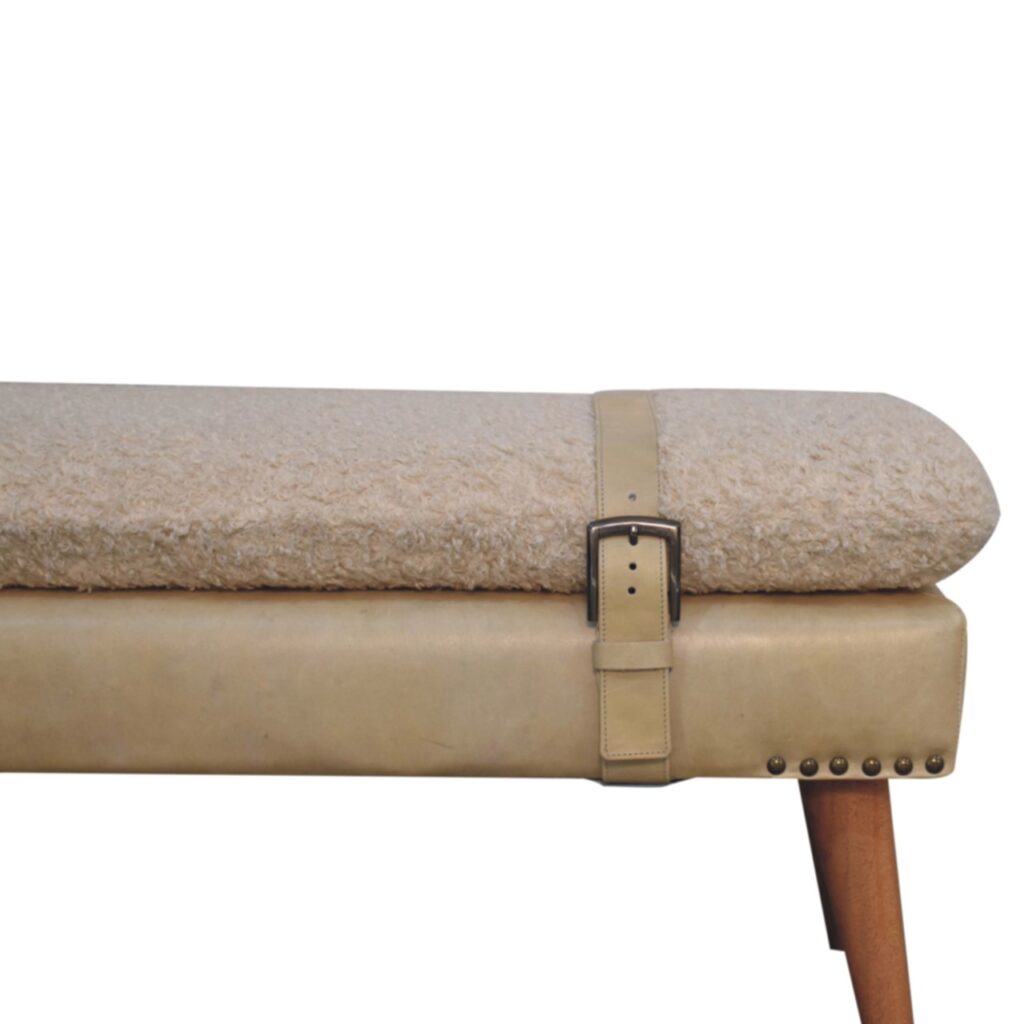 Boucle x Beige Leather Bench - Image 4