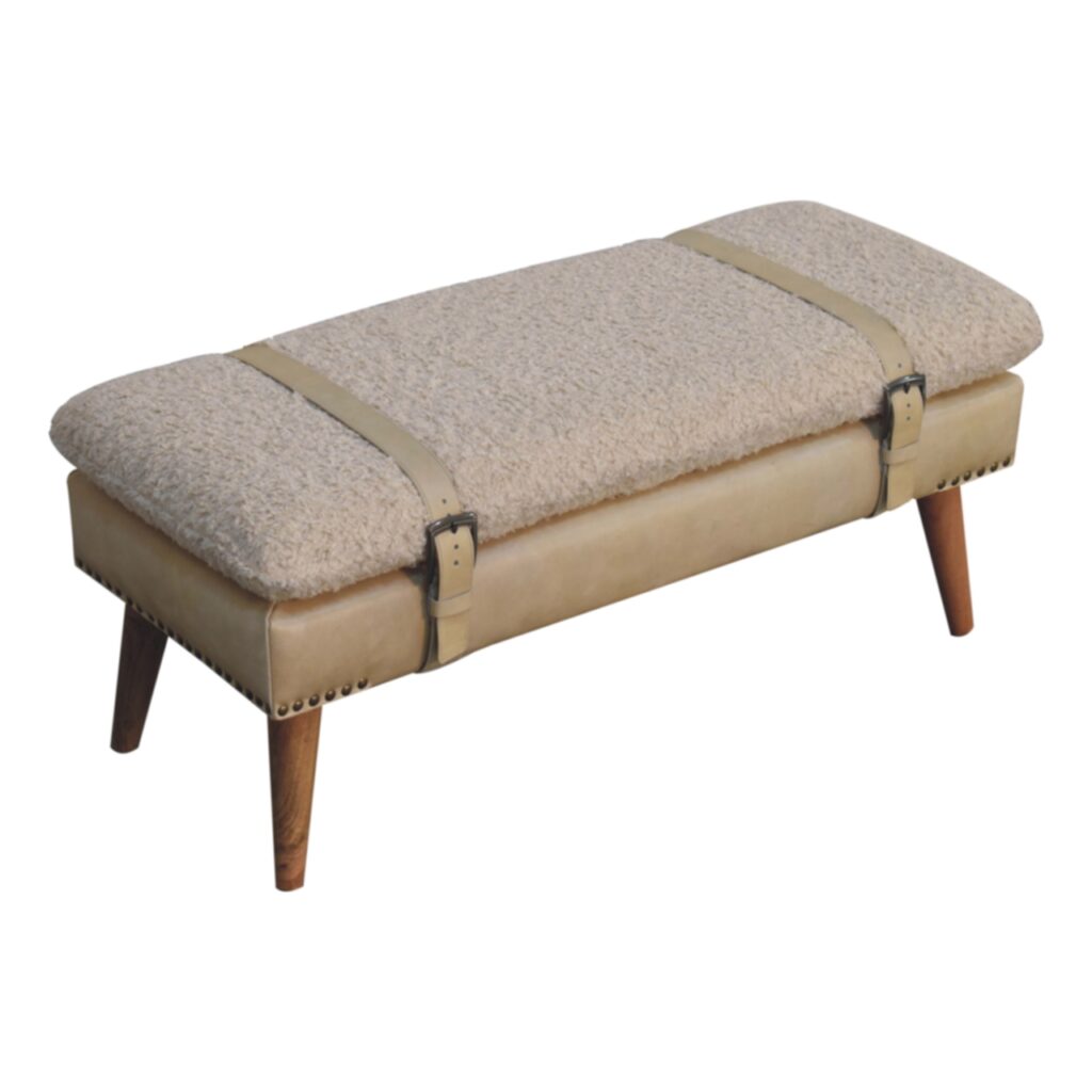 Boucle x Beige Leather Bench - Image 6