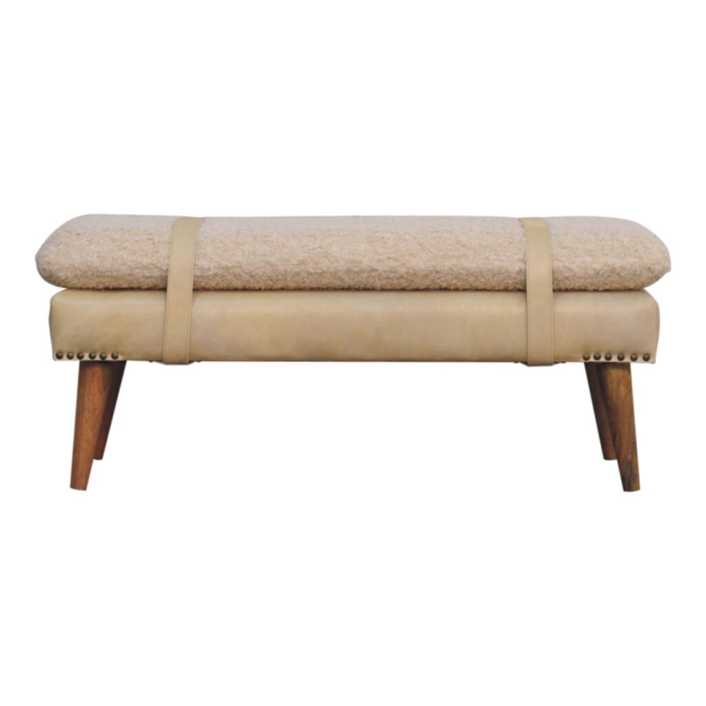 Boucle x Beige Leather Bench - Image 9